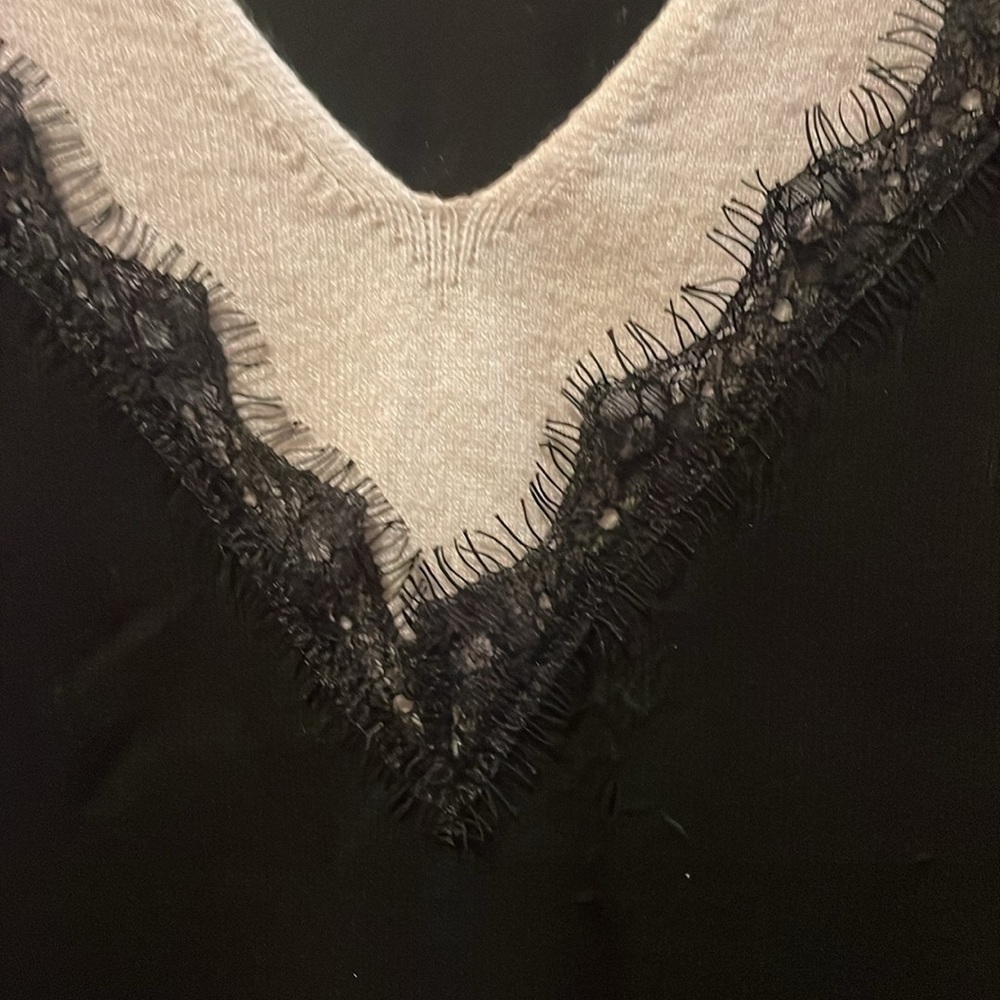 Morgan de Toi Black & White Sweater Lingerie Cami Inspired Oversized Sweater - Picture 3 of 5